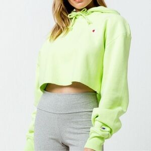 Champion Neon Green Cropped Hoodie